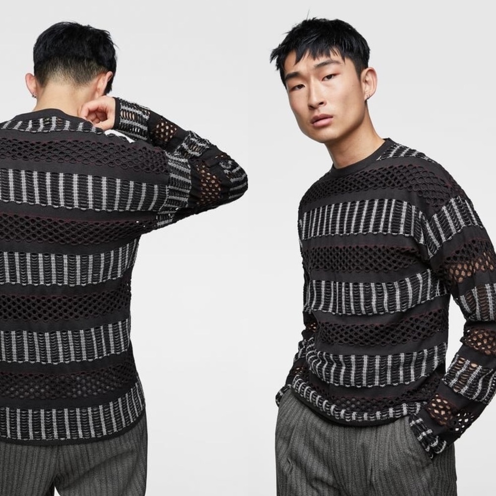 NWT Zara Man Openwork Sweater